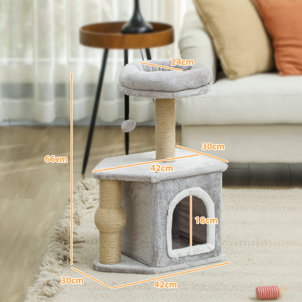 Torre Arranhador para Gatos com Cama e Casota 66 cm