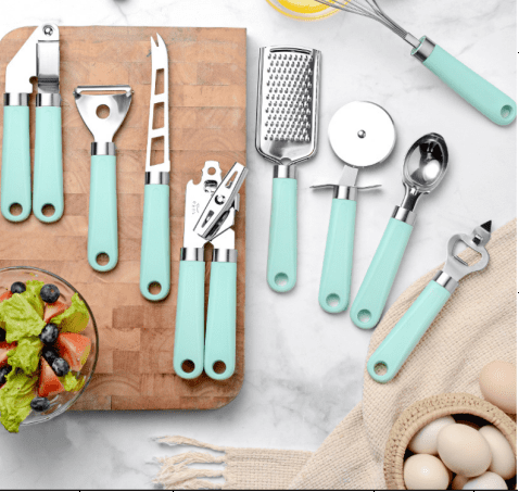 Conjunto de Utensílios de Cozinha em Aço Inoxidável