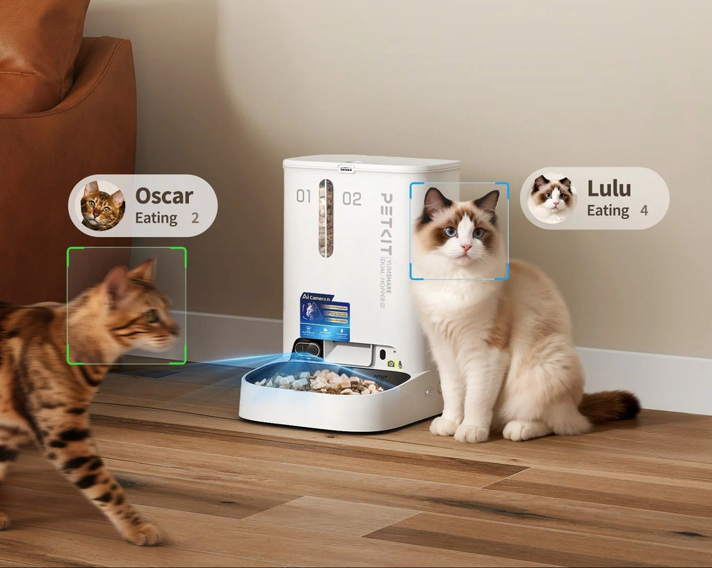 Alimentador Automático PETKIT YumShare Dual-Hopper 2 com Câmara IA – 5L