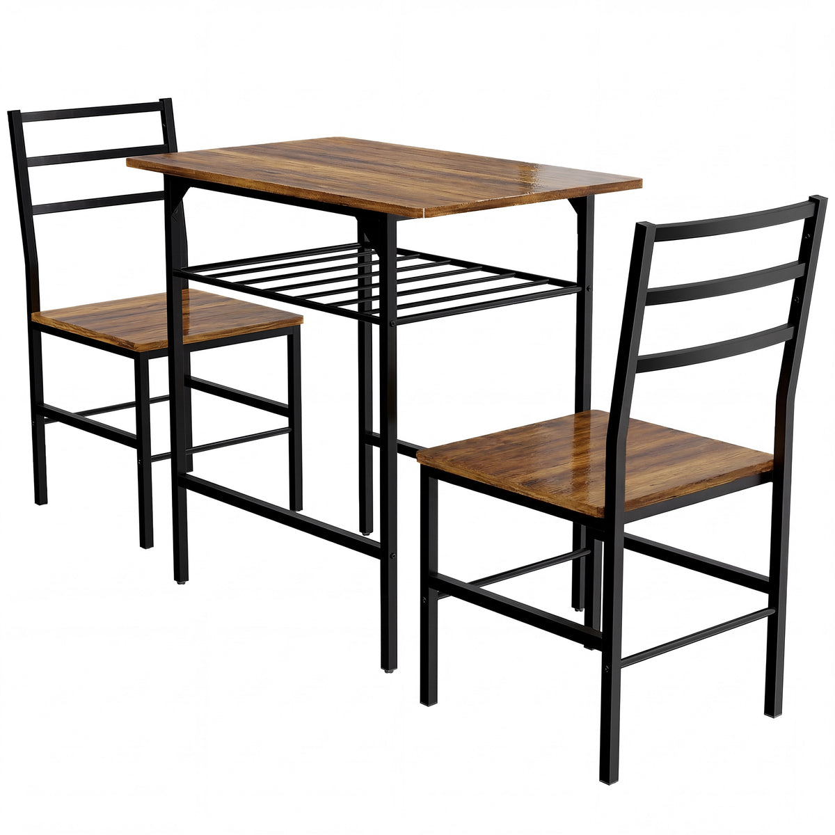 Conjunto de Mesa de Jantar com 2 Cadeiras – Castanho