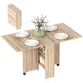 Mesa de Jantar Dobrável com Rodas e Prateleiras 140 cm