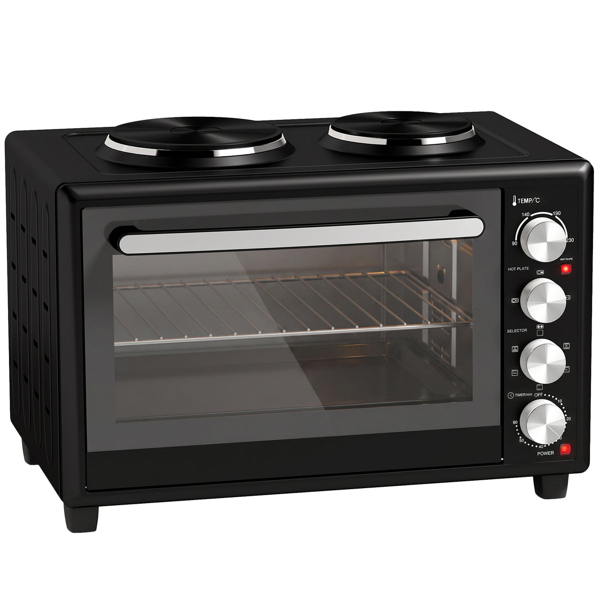 Mini Forno Elétrico 46L 2850W com 2 Placas, Convecção e Espeto Rotativo